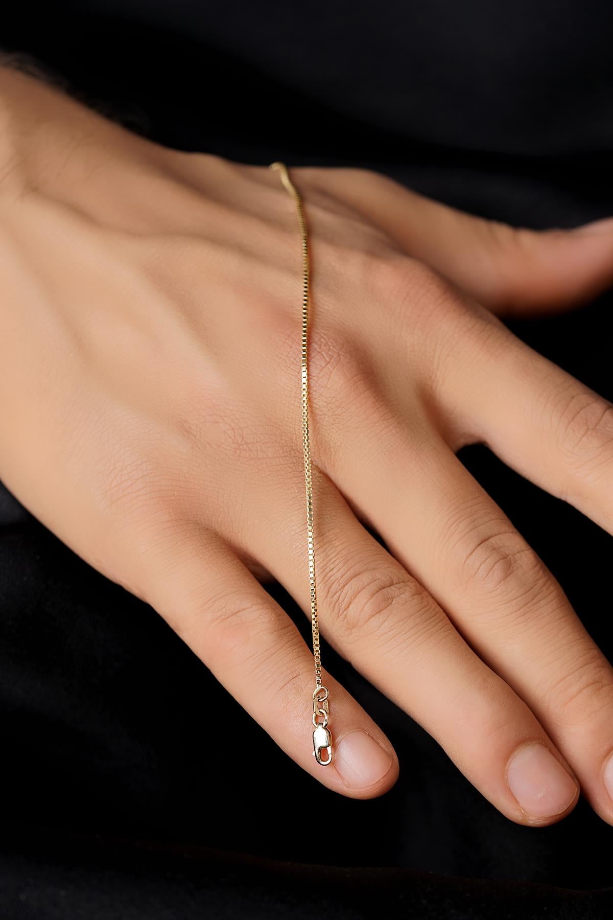 Men's 14K Solid Gold Dainty Box Chain Bracelet