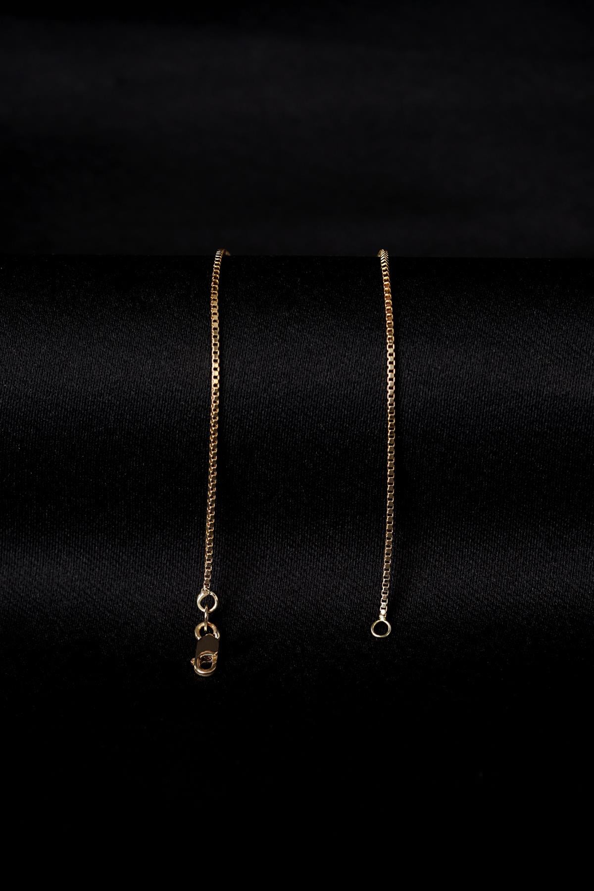 Men's 14K Solid Gold Dainty Box Chain Bracelet