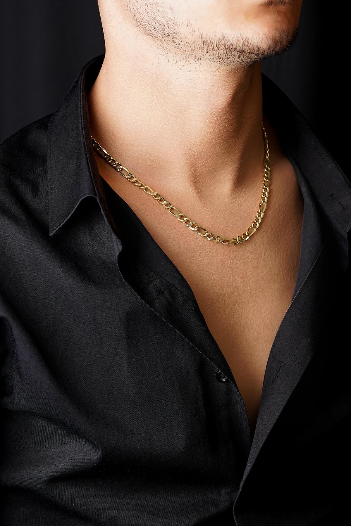 Men's 14K Gold Flat Figaro Link Chain