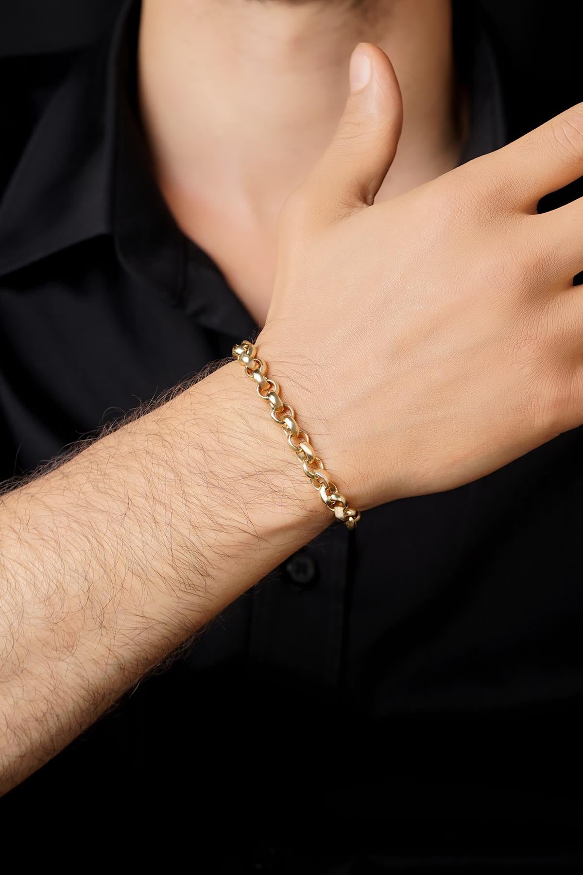 Men's 14K Gold Heavy D-Link Bracelet