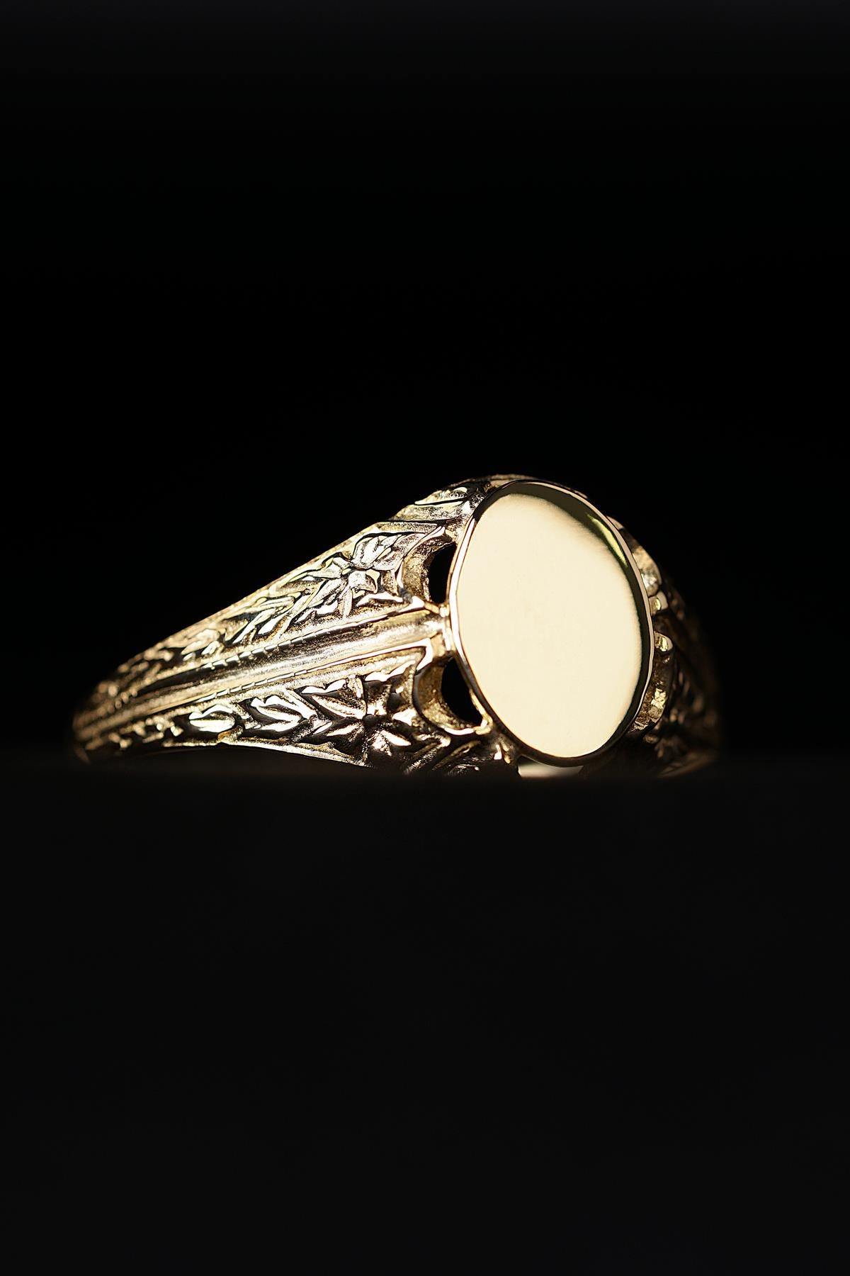 Men's 14K Gold Ornate Signet Ring