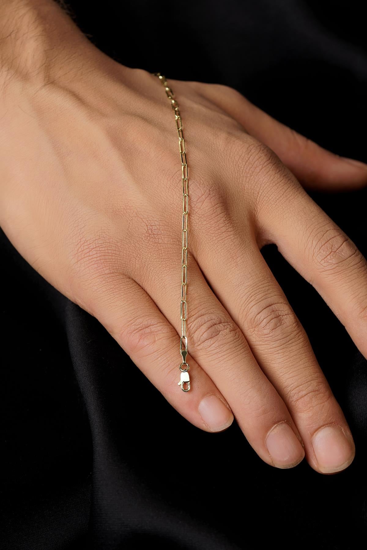Men's 14K Solid Gold Paperclip Link Bracelet