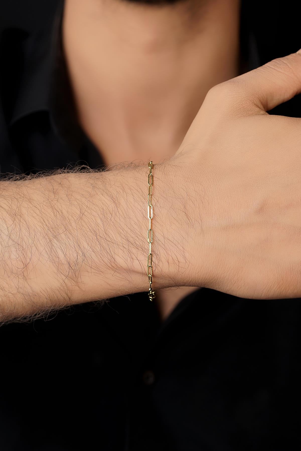 Men's 14K Solid Gold Paperclip Link Jewelry Set