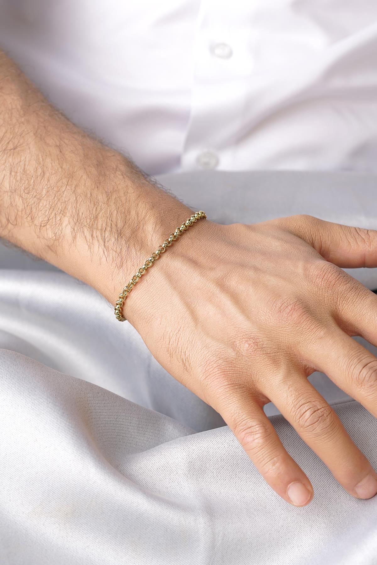 Men's 14K Gold Rounded Curb Link Bracelet