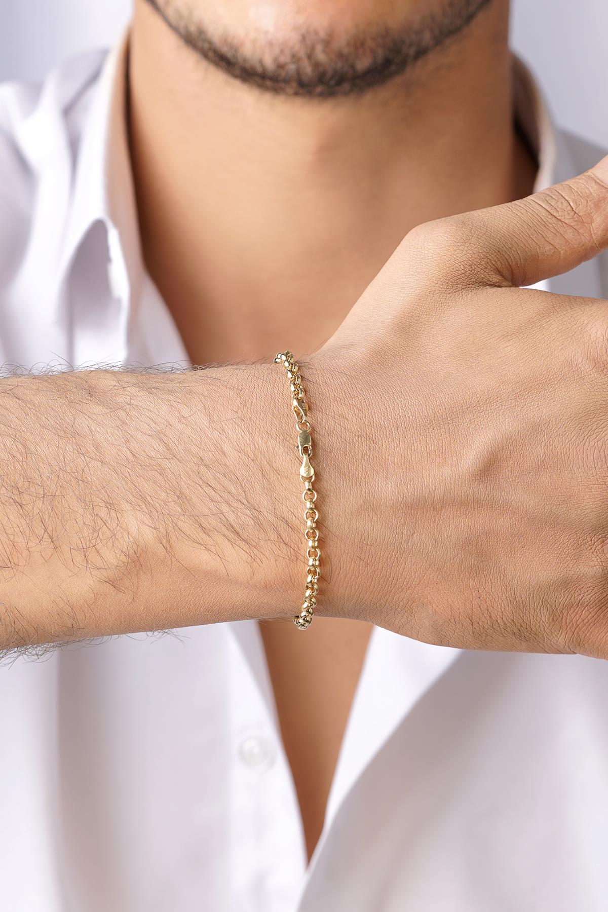 Men's 14K Gold Rounded Curb Link Bracelet