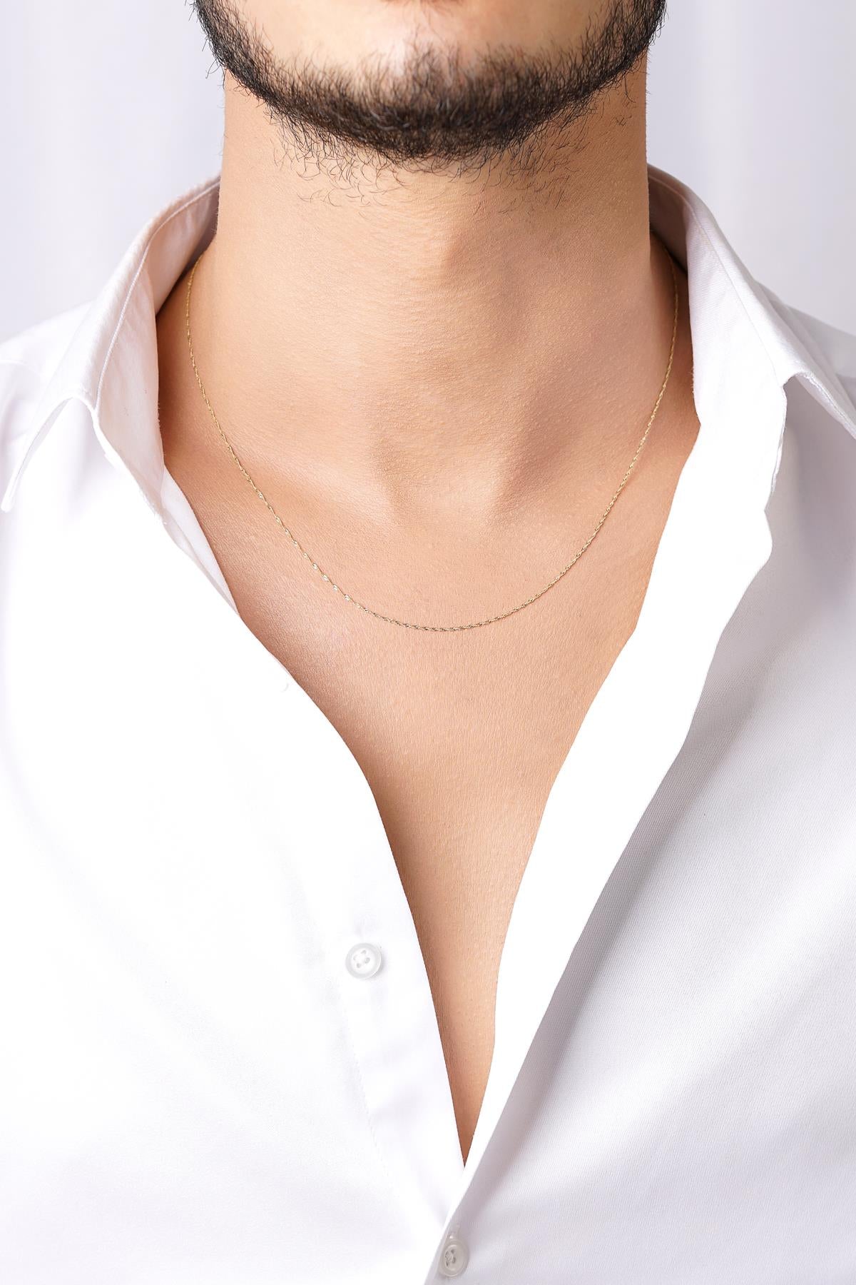Men's 14K Gold Singapore Link Chain