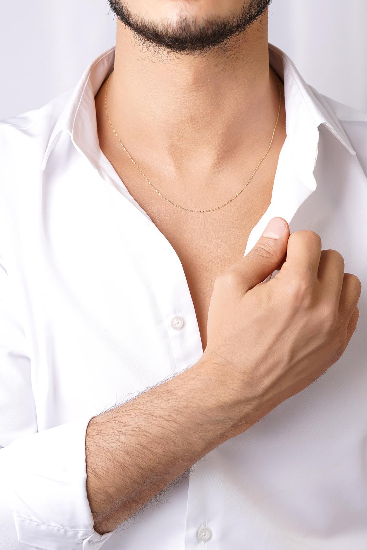 Men's 14K Gold Singapore Link Chain