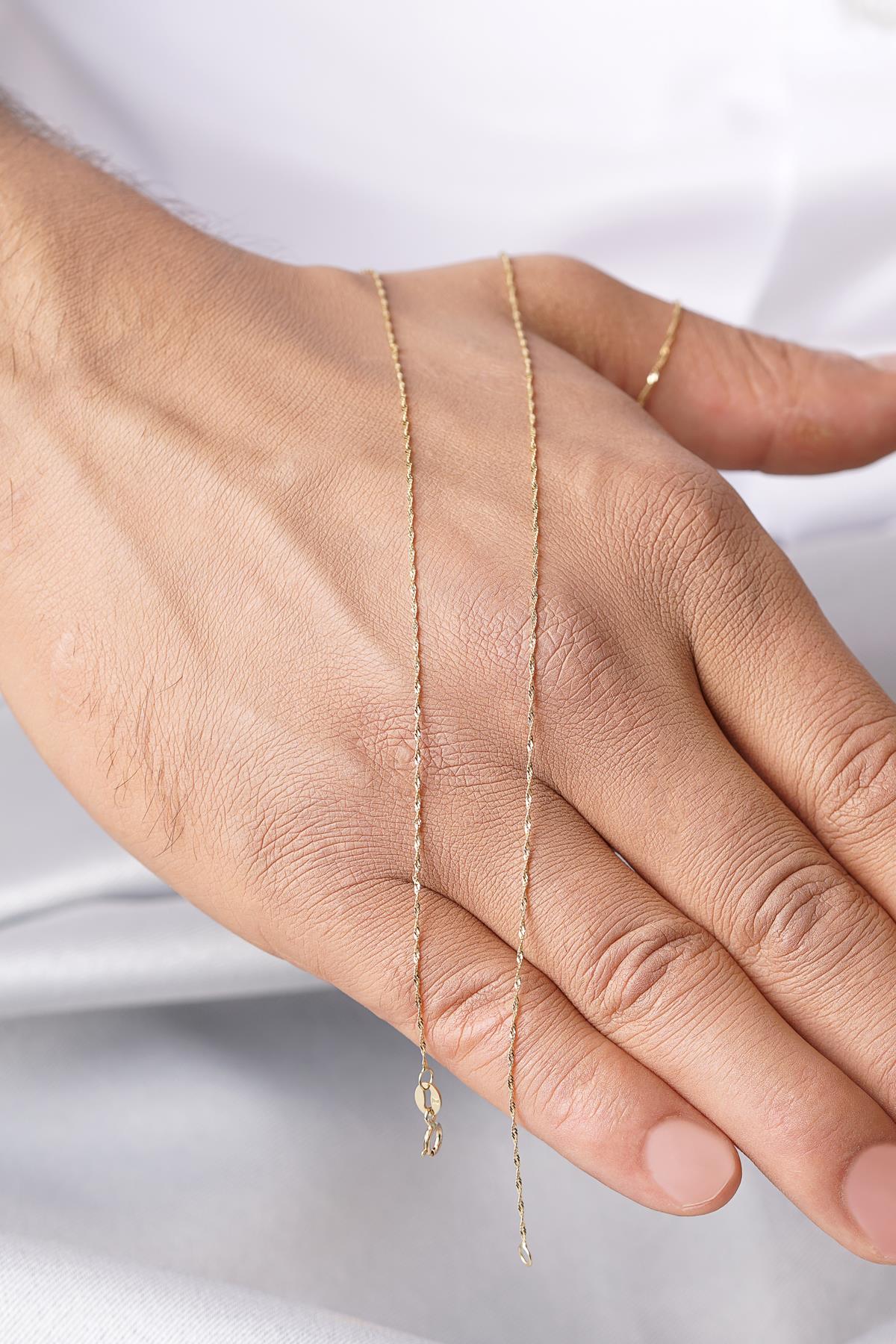 Men's 14K Gold Singapore Link Chain
