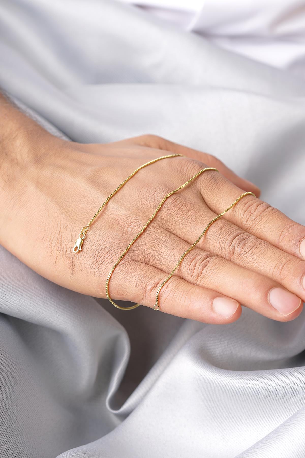 Men's 14K Solid Gold Textured Box Chain