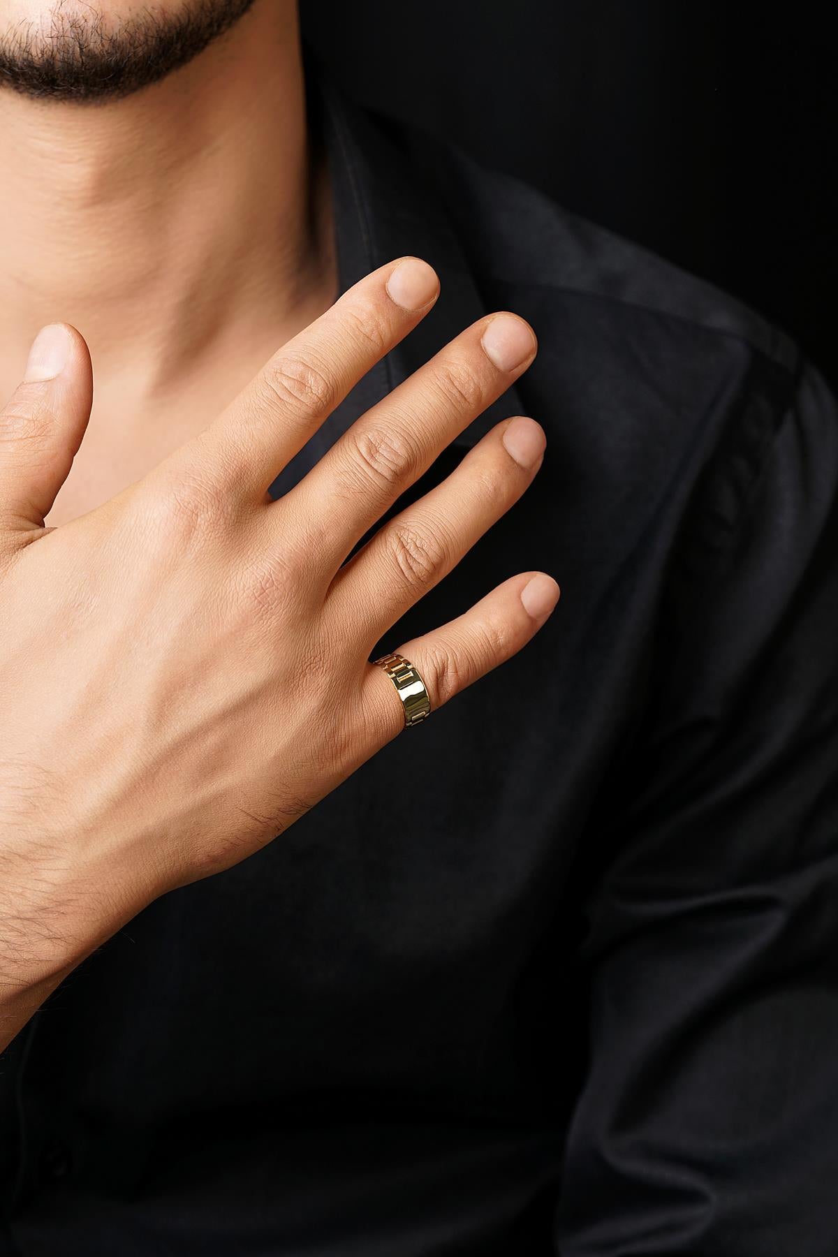 Men's 14K Gold Watch Band Style Ring