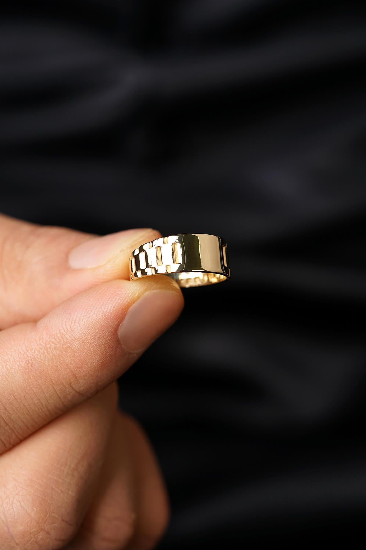 Men's 14K Gold Watch Band Style Ring