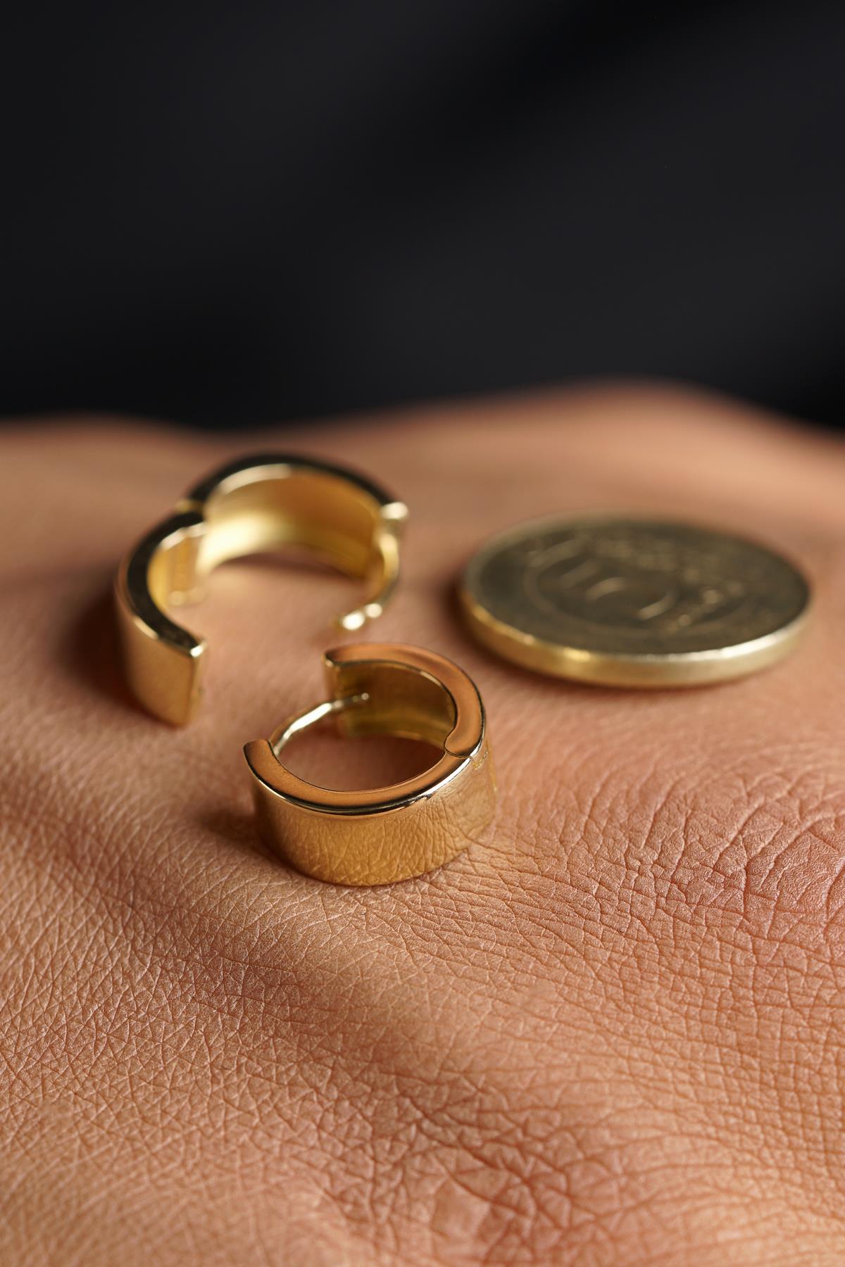Men's 14K Solid Gold Wide Huggie Hoops