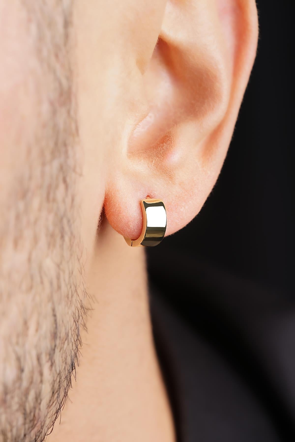 Men's 14K Gold Wide Huggie Hoops