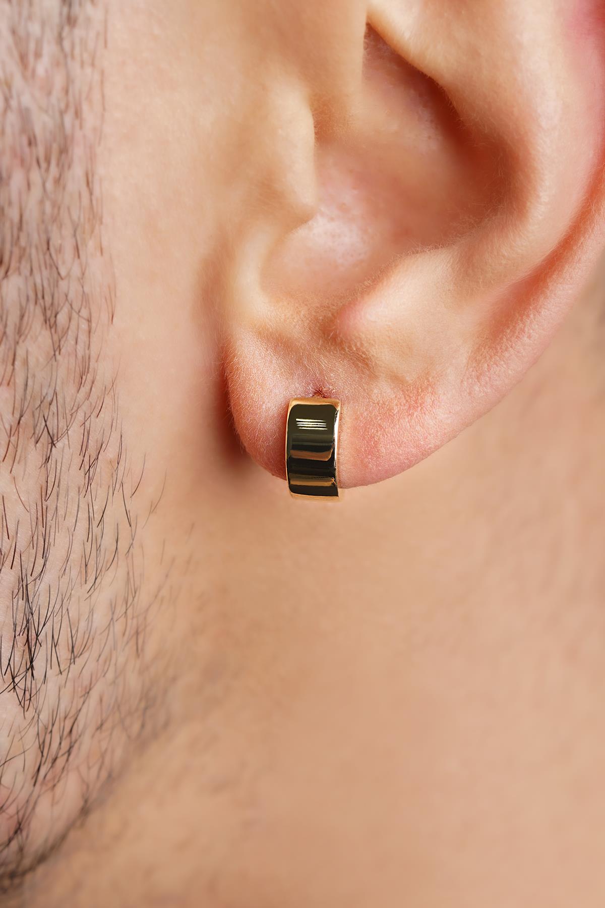 Men's 14K Gold Wide Huggie Hoops