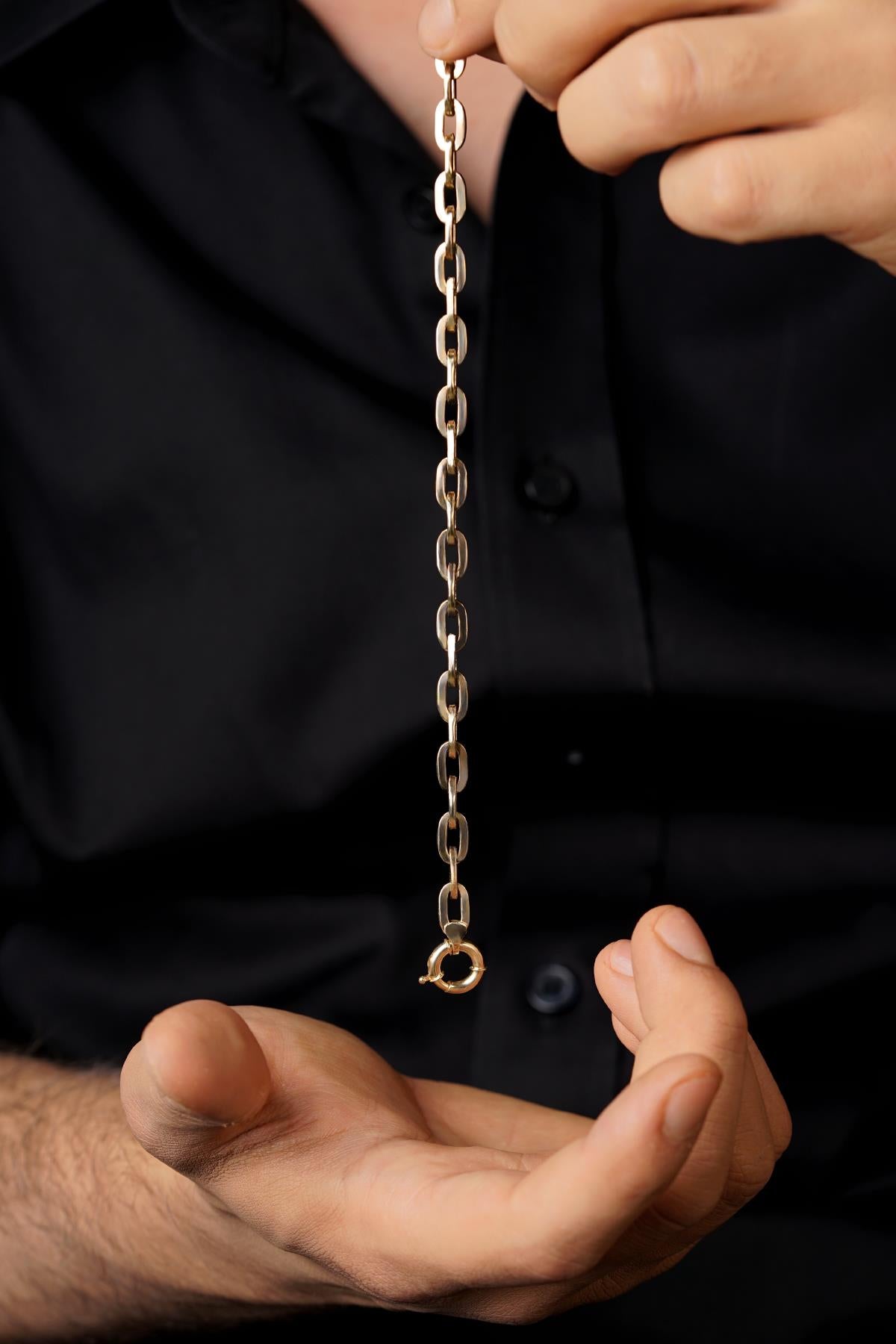 Men's 14K Solid Gold Crab Link Chain