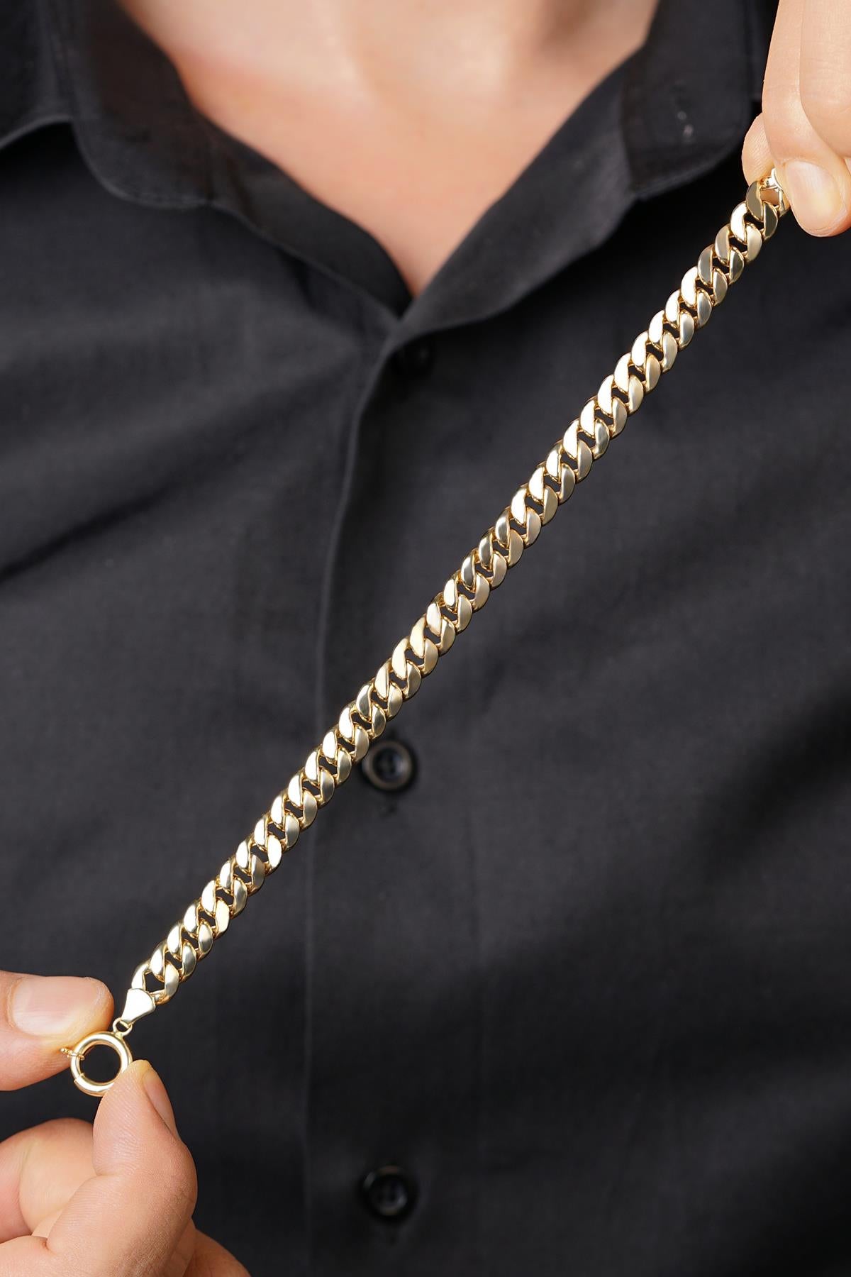 Men's 14K Solid Gold Curb Link Bracelet