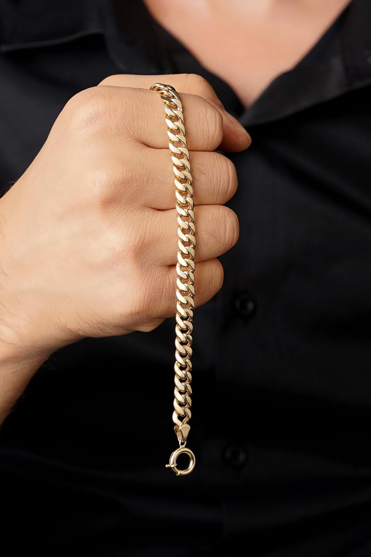 Men's 14K Solid Gold Curb Link Bracelet