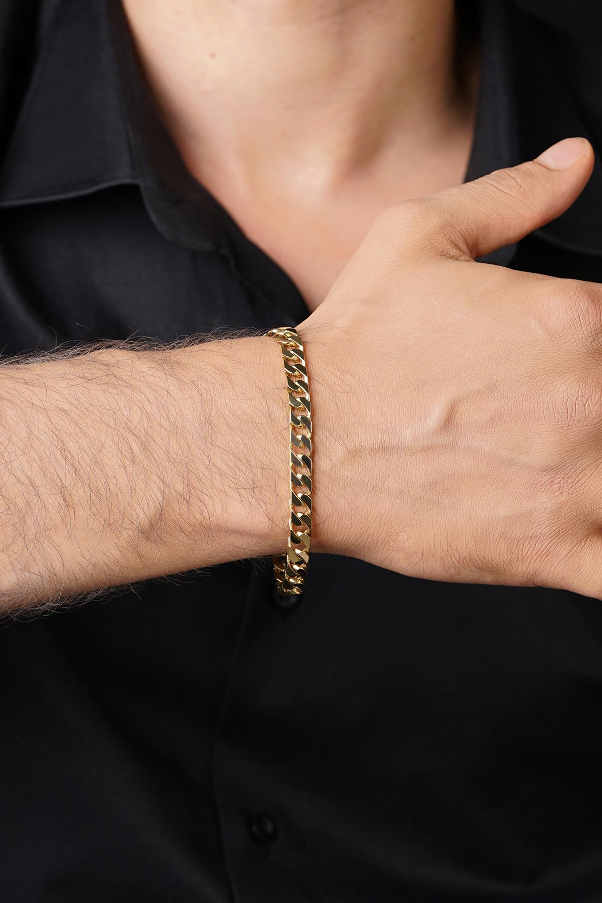 Men's 14K Solid Gold Curb Link Bracelet