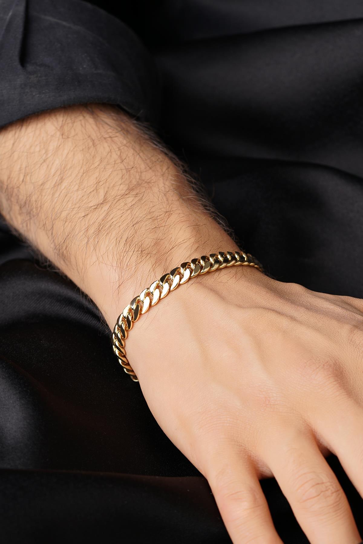 Men's 14K Solid Gold Curb Link Bracelet