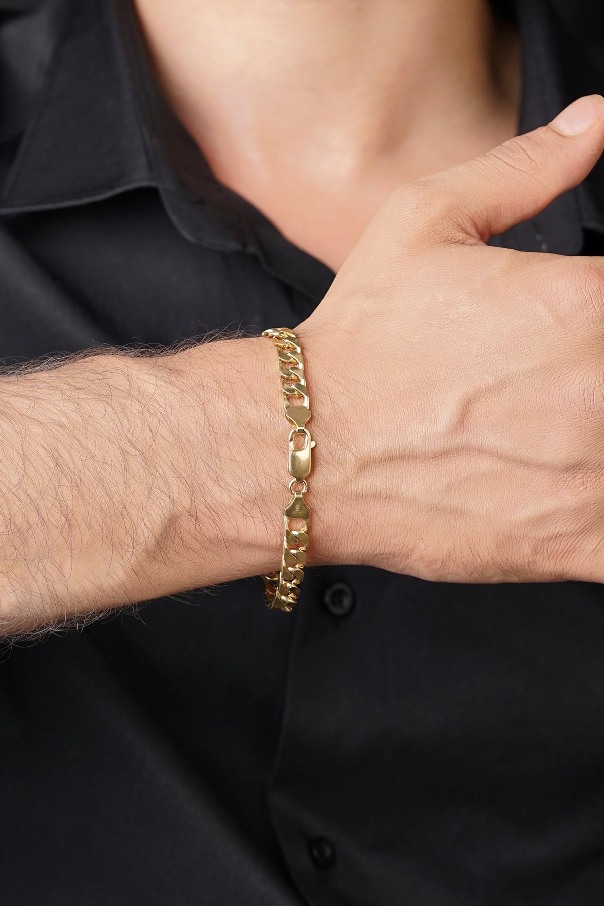 Men's 14K Solid Gold Curb Link Bracelet