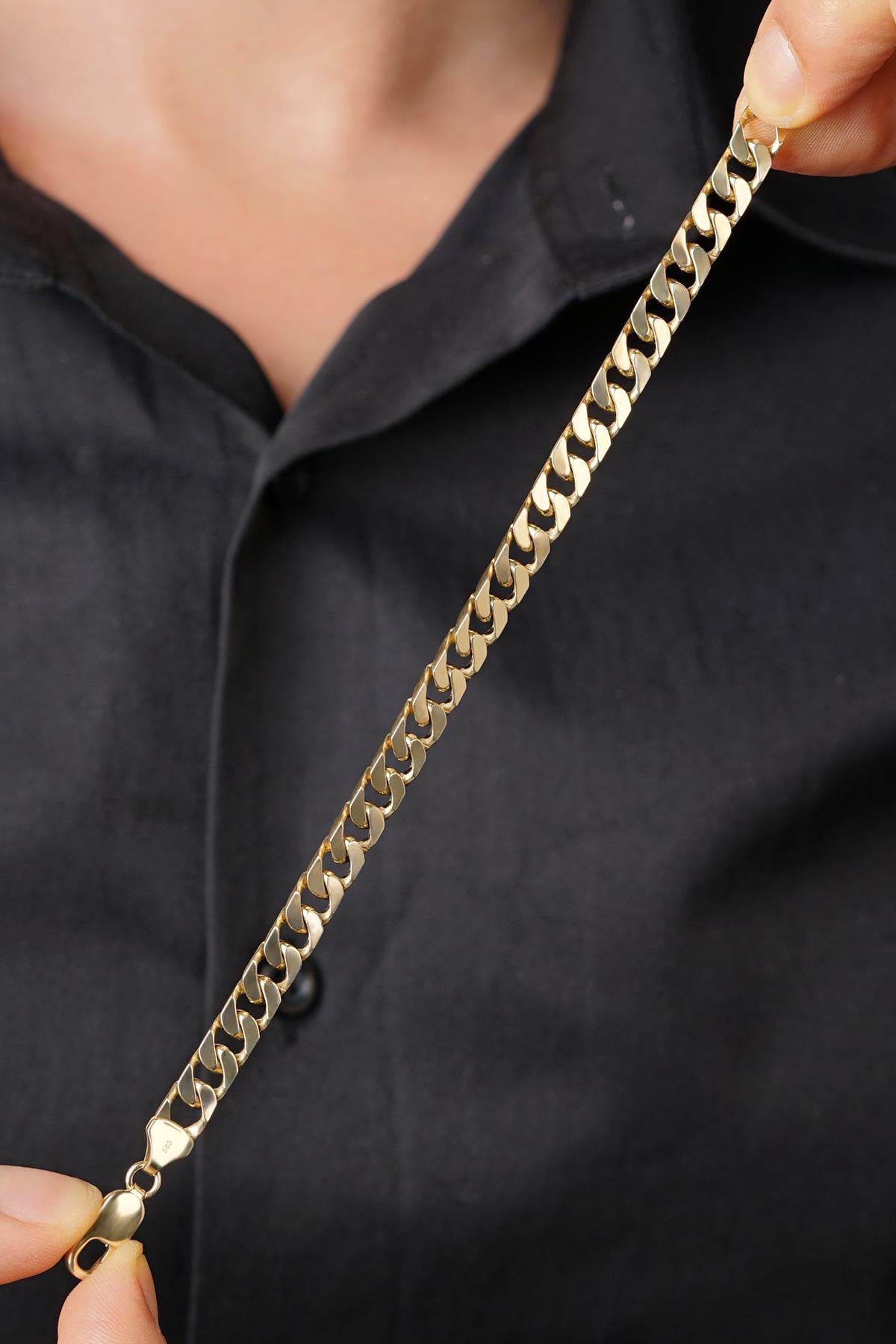 Men's 14K Solid Gold Curb Link Bracelet