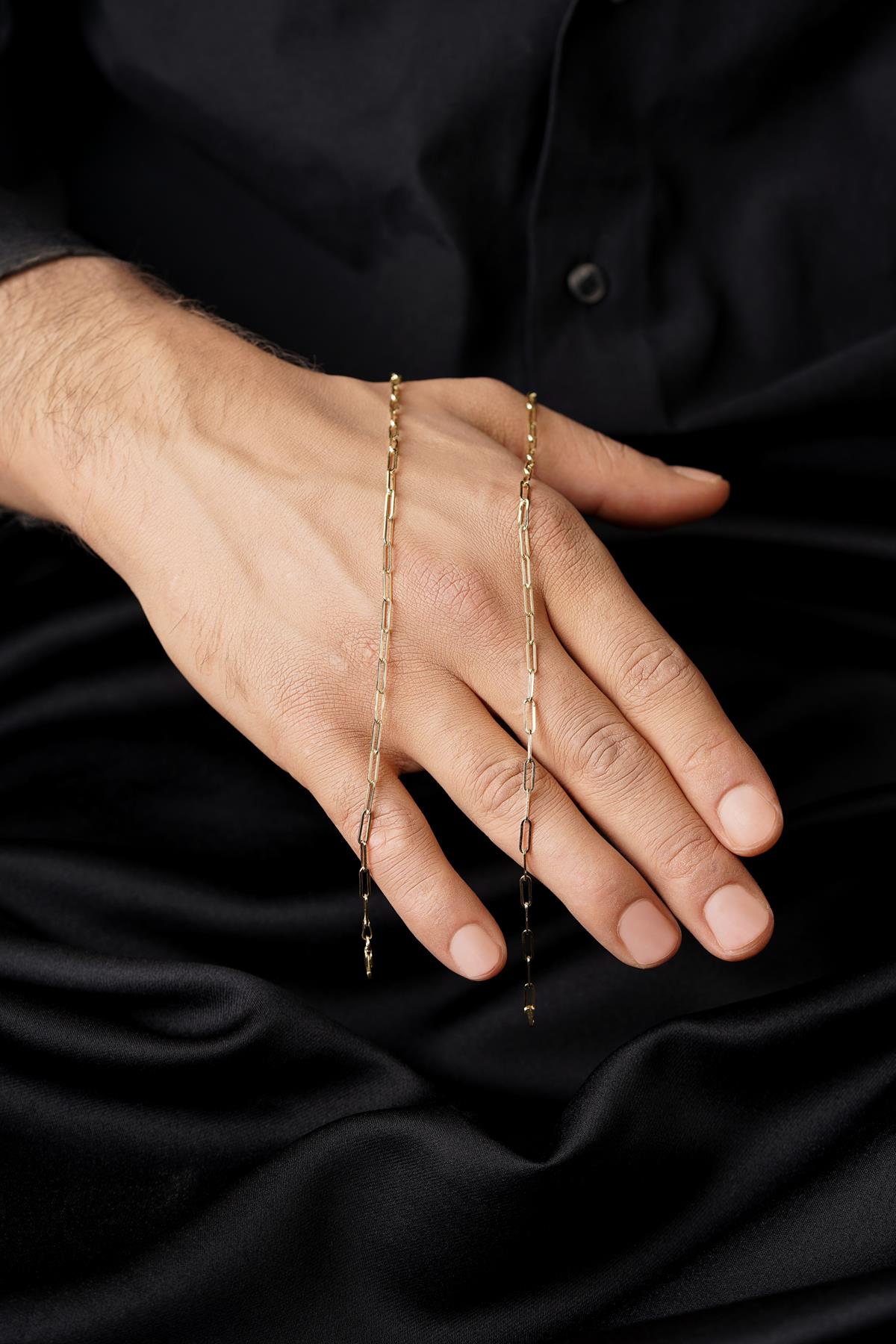 Men's 14K Solid Gold Paperclip Necklace