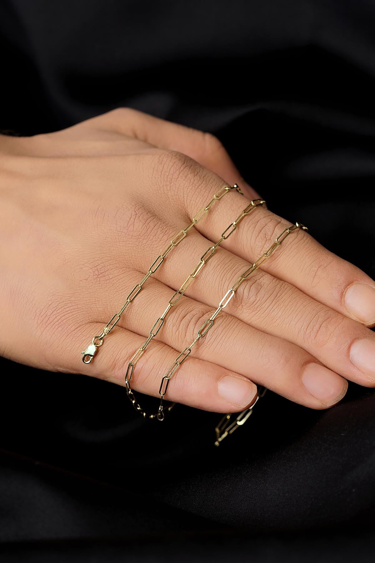 Men's 14K Solid Gold Paperclip Necklace